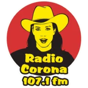 Logo de Radio Corona 107.1 FM, Mujer con sombrero grupero